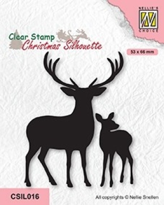 Nellie's Choice Stempel Hirsch mit Jungtier 5.3x6.6cm