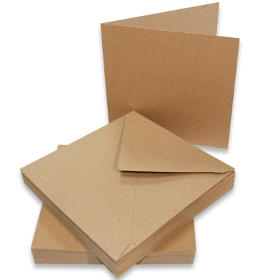 Craft UK Limited Blankokarten und Couverts Kraft 12.5x12.5cm 50 Stück