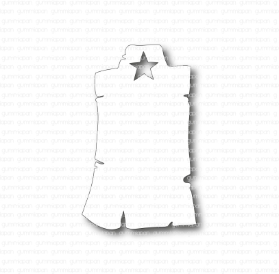 Gummiapan Stanzform Alte Etikette mit Stern 3.7x5.9cm