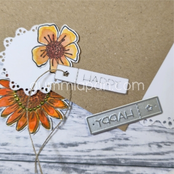 Gummiapan Stanzschablone Happy kleine Etikette 4.5x1.0cm