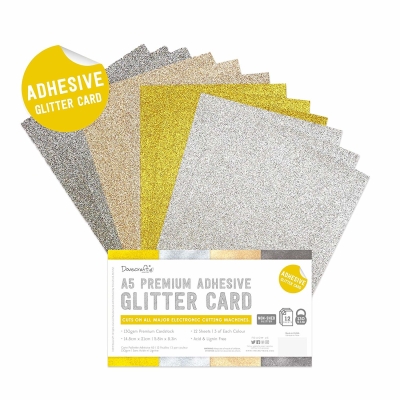 Dovecraft A5 Glitzerpapiere Selbstklebend Metallic 130gsm 12 Bogen
