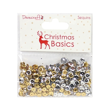 Dovecraft Pailletten Christmas Basics Sequins Gold & Silver