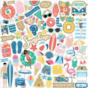 GRATIS! Echo Park Paper Stickerbogen Dive Into Summer 12x12"