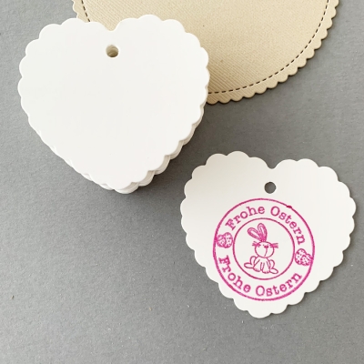 Blanko Geschenkanhänger Herzform gewellt weiss Glanz 25 Stück 6.0x5.0cm