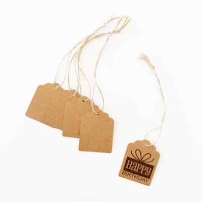 Blanko Geschenkanhänger Kraftpapier mit Schnur 3.5x4.5cm 50 Stück