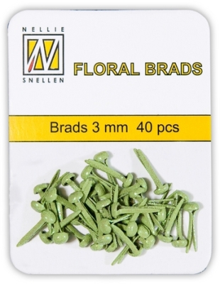 Nellie's Choice Mini Floral Glitter Brads Grün mit Glitzer 3mm 40 Stück