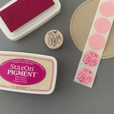 Blanko Glanzpapiersticker Babyrosa rund 2.5cm 100 Stück