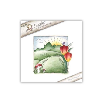 Magnolia Hoppy Easter Clingstempel Floral Background 10x10.5cm
