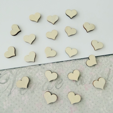 Holzstreuteile Herzen 1.8x1.5cmx2mm 20 Stück