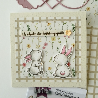 Grusskarte und Box Hasenwiese - Muster nicht käuflich