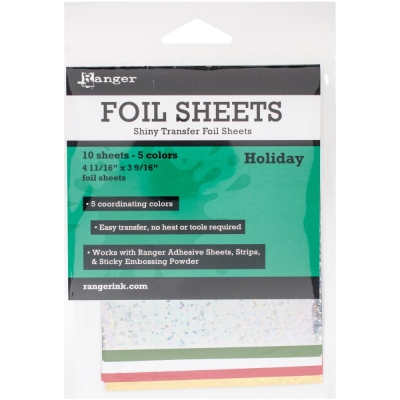 Ranger - Folienpapierset Shiny Tranfer Foil Sheets Holiday 4x3" 10 Blatt