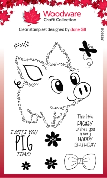 Woodware Craft Collection Stempel Fuzzle Friends Pablo The Pig Clear Stamps 8.0x9.0cm