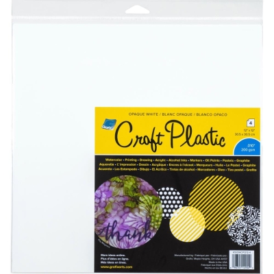 Grafix Craft Plastic Opaque White Sheets 12x12" 4 Stück