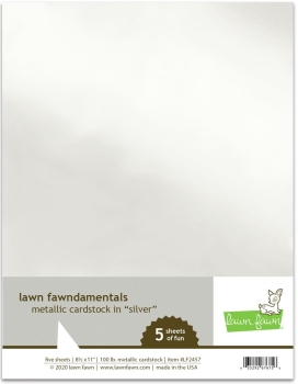 Lawn Fawn Silberpapier Metallic Cardstock silver 21.5x27.9cm 5 Bogen
