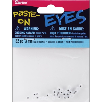 Darice - Wackelaugen Paste-On Moving Eyes Black/White 3mm - 32 Stück