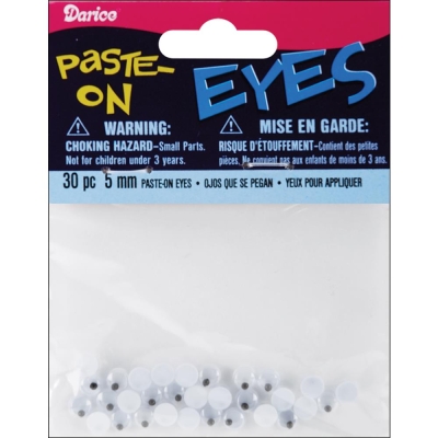 GRATIS! Darice - Wackelaugen Paste-On Moving Eyes Black/White 5mm - 30 Stück