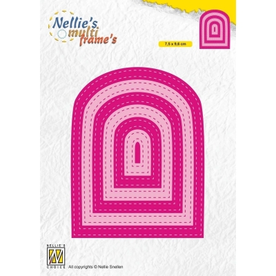 Nellie's Choice Stanzschablonen Bogen mit Nählinen Stitched Arch Bow Multiframes Dies 7.5x9.6cm