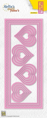 Nellie's Choice Stanzschablonen Slimline Hearts Multi Frames 8.5x20.5cm