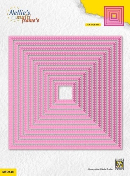Nellie's Choice Stanzschablonen Quadrate mit Doppelnaht Double Stitchlines Squares Multi Frames