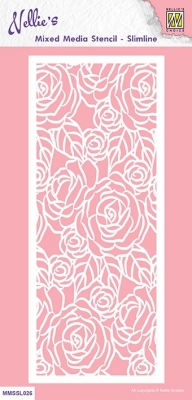 Nellie's Choice Stencil Schablone Slimline Roses 8.5x20.5cm
