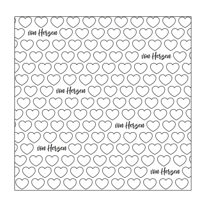 Vaessen Creative Mundart Stempel Prägeschablone Text mit Herzen 15x15cm