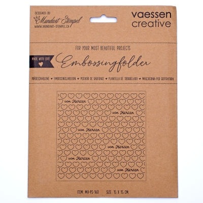 GRATIS! Vaessen Creative Mundart Stempel Prägeschablone Text mit Herzen 15x15cm