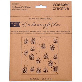 Vaessen Creative Prägeschablone Mundart Stempel Tannzapfen Embossingfolder Pine 15x15cm