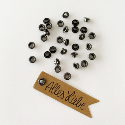 50 Stück Standard Oesen Schwarz metallic Eyelets 4mm