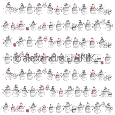 Alexandra Renke Designpapier Florale Weihnachten Schneemann Reihen 12x12"
