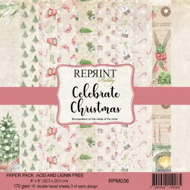 Reprint Papierpack Celebrate Christmas 8x8" 20.3x20.3cm 170gsm
