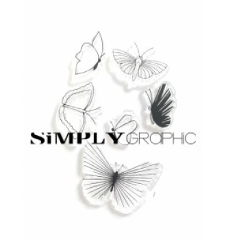 Simply Graphic Stempelset Schmetterlinge Papillons Clear Stamps
