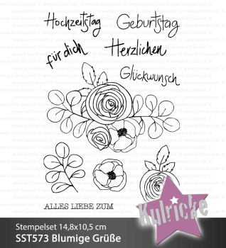 Kulricke Clearstempel Blumige Grüsse 10.0x14.5cm