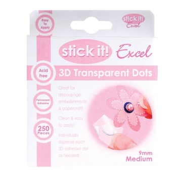 Stick It! Klebepunkte 3D Transparent Permanent Glue Dots 9mmx250Stck