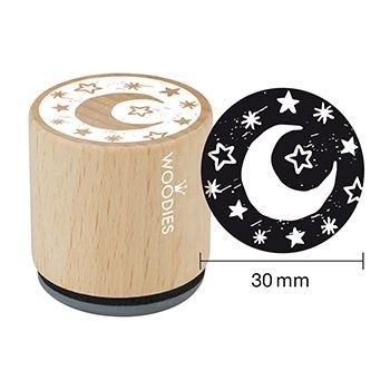 Woodies Holzstempel Moon and Stars Rubber Stamp