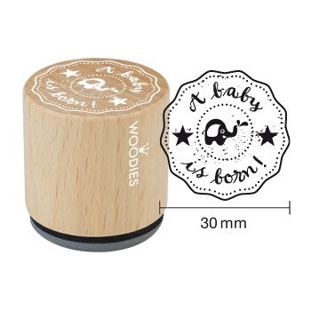 Woodies Holzstempel A Baby is born Rubber Stamp