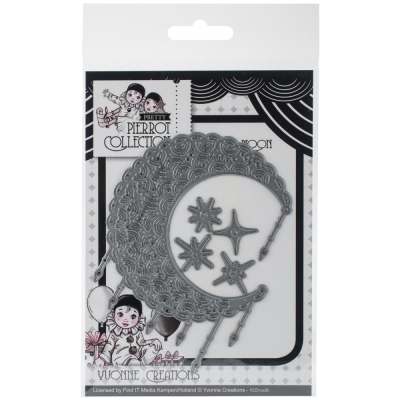 Yvonne Creations Stanzschablonenset Pretty Pierrot Filigraner Mond und Sterne