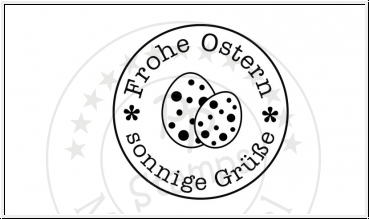 PP-Stamps Stempelgummi unmontiert Label Frohe Ostern Sonnige Grüsse