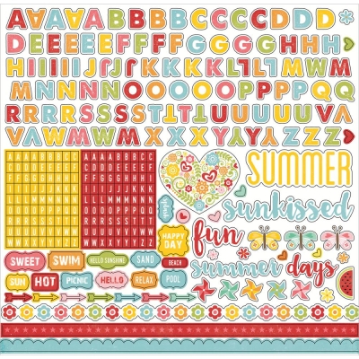 GRATIS! Echo Park Paper - Stickerbogen Happy Summer Alpha Stickers 12x12"