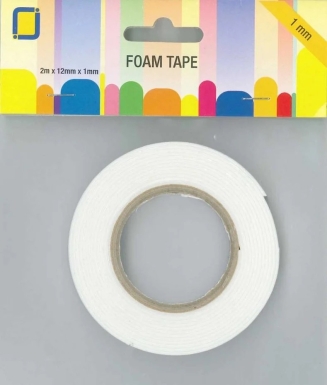 JEJE 3D Abstandsband Foam Tape weiss doppelseitig klebend 2m x 12mm x 1mm