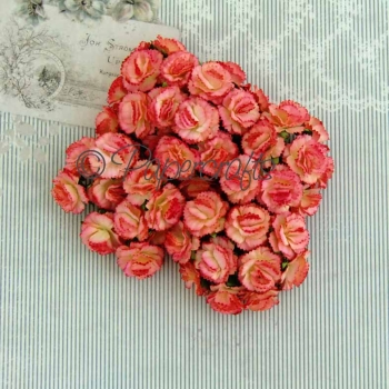 Papierblumen Nelken gelb-pink ca. 2.5 cm - 50 Stück