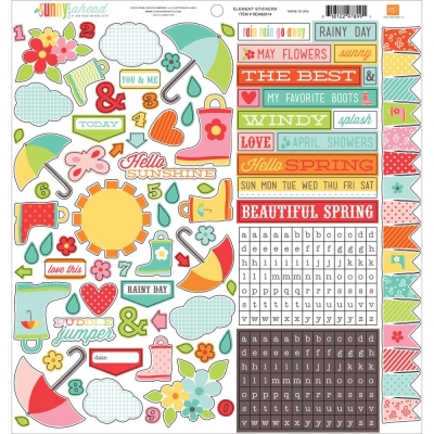 GRATIS! Echo Park Paper Stickerbogen Sunny Days Ahead Element Stickers 12x12"