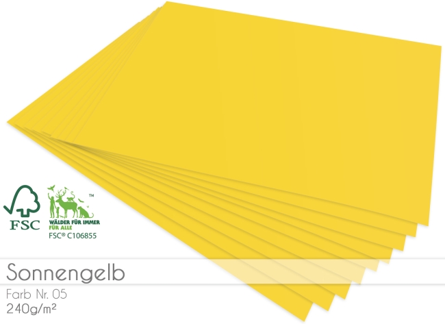 LaCreativ Cardstock Bastelpapier 240g/m² DIN A4 in sonnengelb