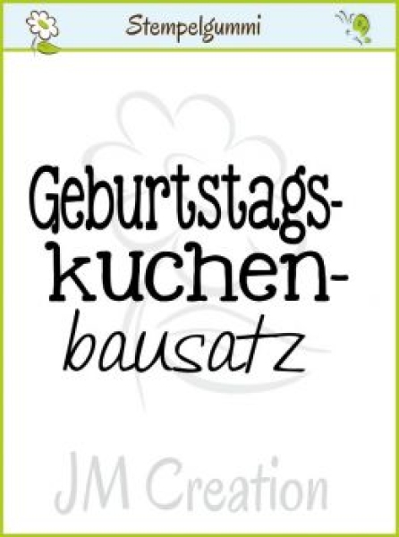 GRATIS! JM Creation Textstempel unmontiert Geburtstagskuchenbausatz