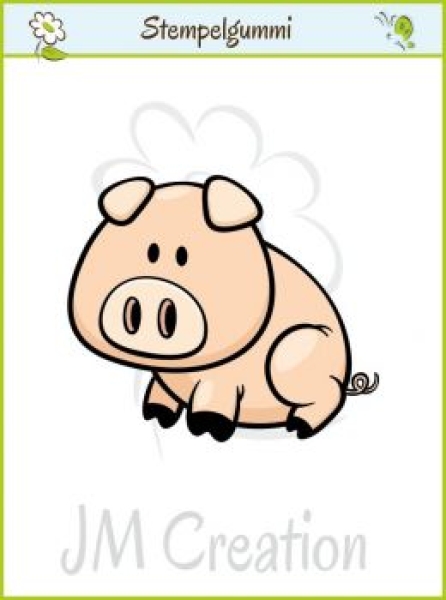GRATIS! JM Creation Stempelgummi unmontiert Schweinchen Schmutzi