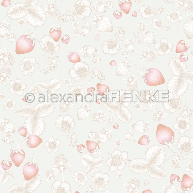 Alexandra Renke Designpapier Erdbeertraum auf Transparentgrün 12x12"