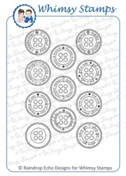 GRATIS! Whimsy Stamps Cingstempel Everyday Button Sentiments Cling Stamps
