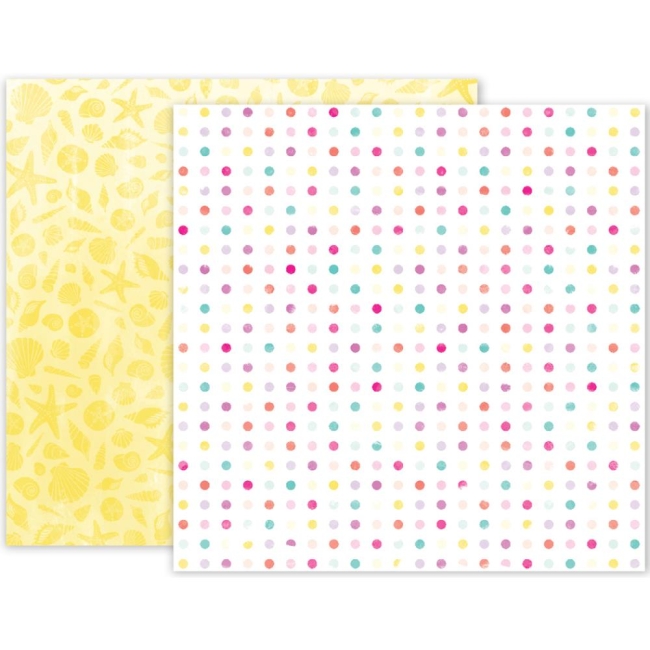Pink Paislee Papier Tupfen und Strandmuscheln Summer Lights 03 12x12"