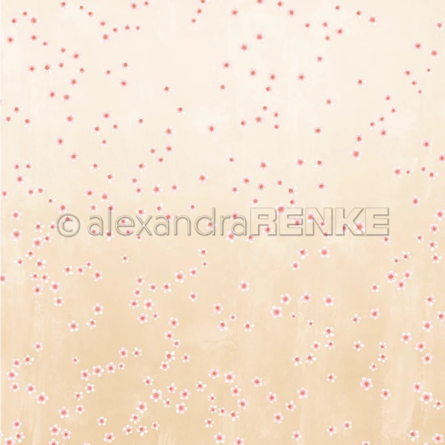Alexandra Renke Designpapier Kirschblüten auf Melange 200gr. 12x12" PRE-ORDER Lieferbar ab 20.04.2026