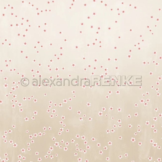 Alexandra Renke Designpapier Kirschblüten auf Puderbeige 200gr. 12x12" PRE-ORDER Lieferbar ab 20.04.2026