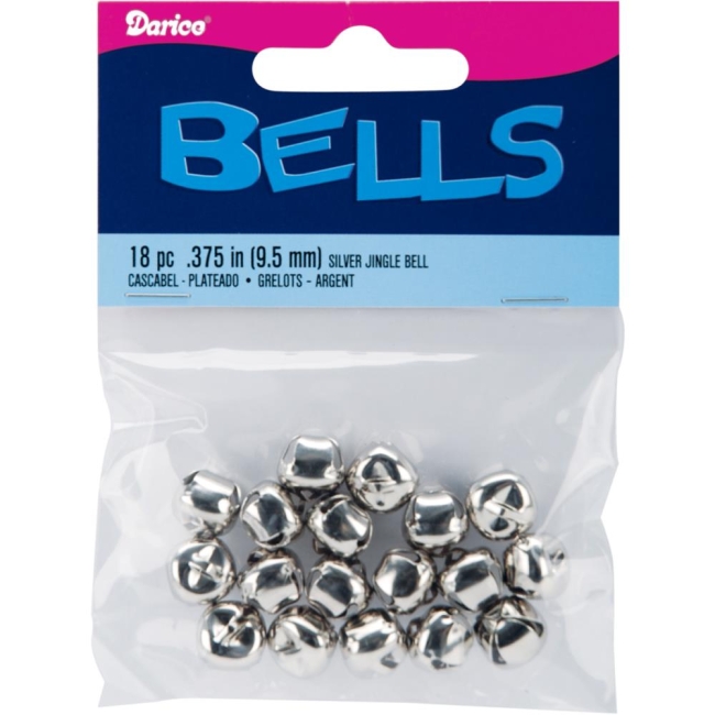 Darice Glöckchen Silber Jingle Bells silver 9.5mm - 18 Stück